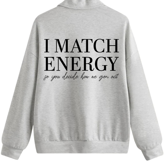 I Match Energy Mental Health quarter zip graphic pullover sweatshirt size small - Picture 5 of 10